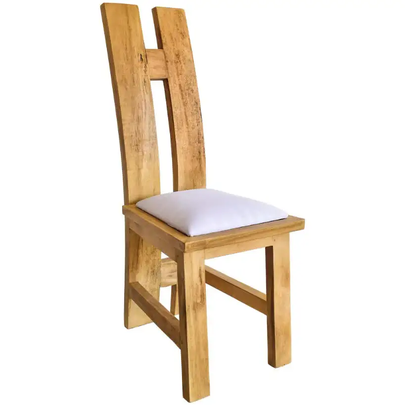 Kumcy Chaises de salle à manger en bois de suar massif et finition bois de couleur naturelle pour intérieur et extérieur