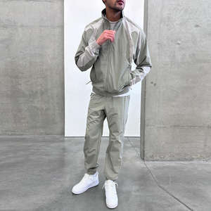 Chándal de alta calidad bordado Zip Up Jacket Jogger Set rompevientos ropa deportiva chándales para hombres conjunto de dos piezas - Product Image 3