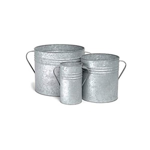 Maceta de Metal para jardín, jarrón redondo galvanizado para balcón al aire libre, maceta y macetas decorativas de Metal galvanizado hechas a mano - Product Image 6