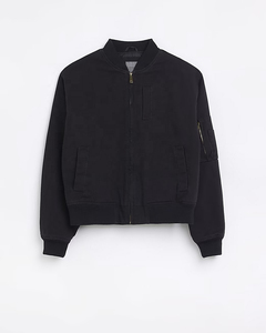 Chaqueta Bomber de Lona Negra Personalizada para Hombre con Cuello Alto, Corte Regular, Moda de Invierno, Servicio OEM Disponible, Diseño Único - Product Image 4