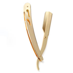 Las mejores maquinillas de afeitar plegables manuales de afeitado suave con revestimiento de Color oro rosa para hombres maquinilla de afeitar de borde recto de peluquero - Product Image 1