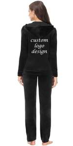 Custom Jogger 2Piece Sets hooded hood Velour fabric Jogging Suits Female <b>Velvet</b> Women Hoodies Tracksuit Sets - Product Image 5