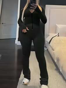 เซ็ตชุดอยู่บ้านของผู้หญิงชุดวอร์มกางเกงสองชิ้นแบบเรียงซ้อนกันแขนยาวชุดวิ่งจ๊อกกิ้ง - Product Image 4