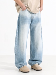 جينز رجالي مخصص بتصميم عتيق، قابل للغسل، مناسب للربيع/الصيف/الشتاء، بخصر متوسط وساق واسعة، مصنوع من قماش الدنيم القطني 100٪، مناسب للملابس الشبابية - Product Image 6