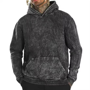 Sweat à capuche pour homme en coton mélangé, délavé à l'acide, avec strass, broderie personnalisée de haute qualité, nouveau style, motif imprimé - Product Image 1