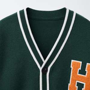 Cardigan universitaire personnalisé en coton mélangé 12 jauges, style lettreman - Product Image 3