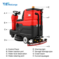 Autolaveuse autoportée KW8 850 mm à double brosse avec raclette de 1160 mm pour sols durs
