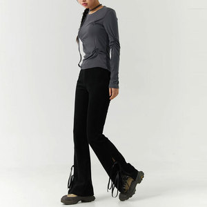 Venta al por mayor mujeres Flare Jogger pantalones y pantalones 100% algodón transpirable suave holgado ancho recto pantalones de pierna de alta calidad OEM 2026 - Product Image 3