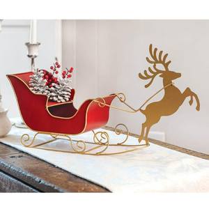 Estante de consola de trineo de madera maciza con ganchos para candelabros para colgar o adornos navideños - Product Image 3