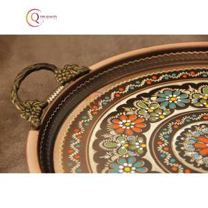 Nouveauté, plateau de service vintage en métal plaqué cuivre peint à la main, taille personnalisée, plateau de service en chocolat - Product Image 3
