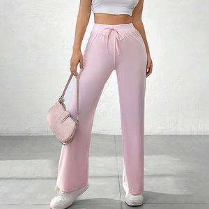 Womens Custom Sweatpants with Elastic Waist OEM Soft Fleece <b>Material</b> Flat Front Logo Embroidery Private Label Support - Product Image 5