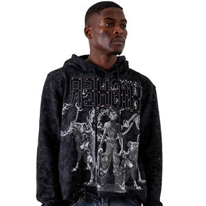 Sweat à capuche personnalisé avec logo, ODM, lourd, avec strass, imprimé, pour homme, 480 g/m², 100 % coton, molleton français, blanc, hiver - Product Image 3