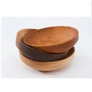 Factory Reusable 2024 Latest Customized Set Handmade <b>Bamboo</b> Wooden Salad <b>Bowls</b> 100% Natural Polished Eco-Friendly for Home - Product Image 1
