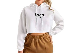 Vêtements personnalisés pour femmes Vente en gros Coton Sport Streetwear Hoodies Couleur unie Manches longues Pull Crop Sweatshirt Sport d'hiver - Product Image 4