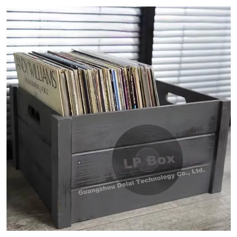 Kotak kayu penyimpan peti lp album rekaman vinil CD kotak kayu untuk penyimpanan penyusun dapur lemari seni