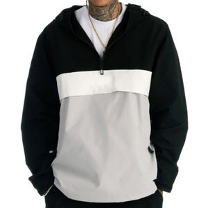 Vestes de sport d'extérieur de haute qualité et logo personnalisé OEM haut de gamme Veste coupe-vent grande taille pour hommes Color Block - Product Image 3