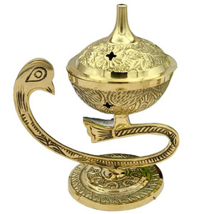 Quemador de cono de incienso de metal, incensario de base alta de Oriente Medio, quemador de incienso de carbón religioso para iglesia, Yoga, Spa, decoración del hogar - Product Image 4