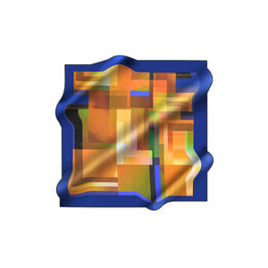 Écharpe carrée en soie bleue à imprimé numérique vintage de créateur - Product Image 1