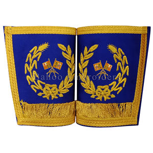GANTELET MASONIC REGALIA CRAFT GRAND RANK POUR WARDEN SENIOR-COUPE DORÉE JOLIEMENT BRODÉE À LA MAIN SUR LES BORDS - Product Image 6