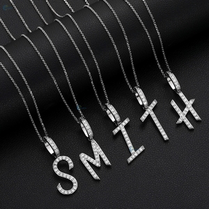 Collar con Colgante de Letra del Alfabeto de la A a la Z, Joyería con Iniciales de Diamantes Cultivados en Laboratorio VVS1, Collar con Letra Chapado en Oro Amarillo Personalizado - Product Image 6