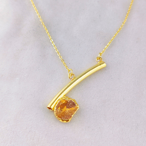 Citrine ít rìu hình 925 bạc mạ vàng 18 + 2 inch dây chuyền trẻ em Birthstone giáng sinh đám cưới nguyên đá quý trang sức - Product Image 3