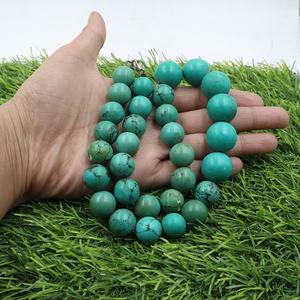 INDIA GEMS Collar de Turquesa Tibetana Natural de Calidad con Cuentas de Piedras Preciosas Sueltas de Acero Inoxidable Cristiano, Calidad Clásica AAA - Product Image 3