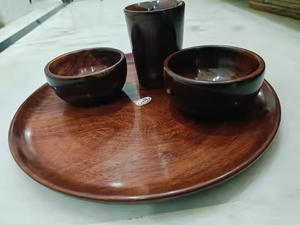 Elegantes platos de madera para servir, vajilla de madera dura sostenible, vajilla de madera ecológica y elegante de glowin fashion - Product Image 6