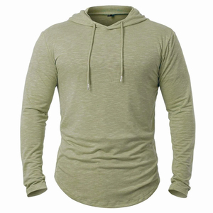 Sweat-shirt à capuche de sport d'hiver pour homme, respirant, écologique, brodé, en polyester/coton, uni, coupe ajustée, pour la gym - Product Image 5