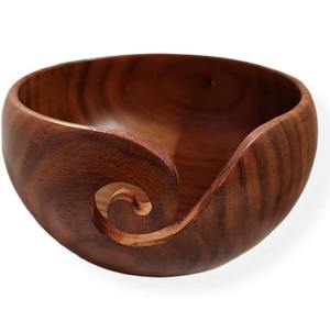 Cuenco de hilo de madera hecho a mano | Organizador de tejer y ganchillo | Soporte de hilo de acabado liso - Product Image 3