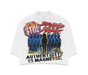 2025 Top Tendance O-Neck T-Shirt pour Hommes Boxy Fit 100% Coton Solide Surdimensionné Poids Lourd DIY Street Style Personnalisé Tricoté Écran - Product Image 1