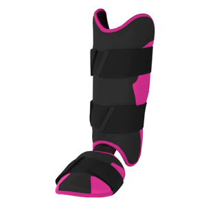 Espinilleras de Béisbol de Cuero Negro y Magenta Básicas con Protección Profesional, Diseño Ligero y Ajustable para Uso Deportivo en Adultos - Product Image 4
