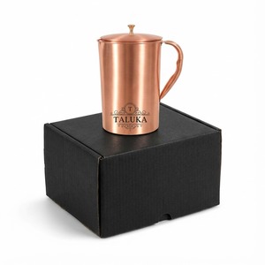 Jarra de Agua de Cobre de Fabricación India para Beber Agua con Perilla de Latón, 50 OZ/1500 ML, Jarra de Agua de Cobre Puro para Beber - Product Image 1