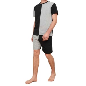 Men's Color Blocking T-Shirt And Shorts Set Crew Neck Casual Summer Wear 100% Cotton Knitted Breathable Outfit - Product Image 2