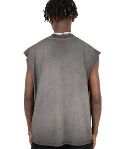 Venta directa de fábrica Lavado ácido Tallas grandes Camiseta sin mangas de verano para hombres Ropa de fitness hecha en Pakistán Método de tejido de punto - Product Image 2