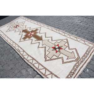 Grand tapis turc de 4,3 x 10,7 pieds, tapis vintage blanc patchwork - Product Image 2