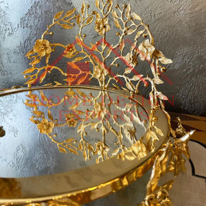 Gold Royal Design Metal Cake Stand with With <b>Mirror</b> Top Luxury Wedding Cake Display Cake - Product Image 5