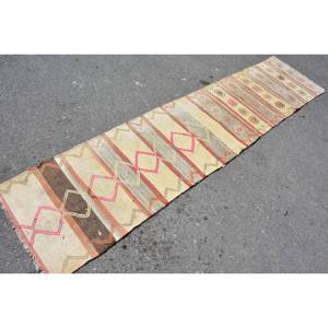 Tapis Ethnique Turc Classique Beige Rose Patchwork Design Laine Polyester Rectangle Couloir Puzzle Abstrait Latex, 21X91 pieds - Product Image 2