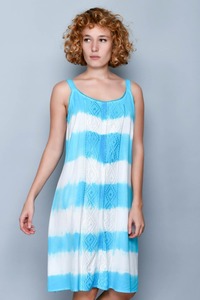 ชุดเดรสแขนสั้นสไตล์โบฮีเมียนสำหรับผู้หญิงชุดเดรสชายหาดแขนกุดยาวคลุมเข่าคอกลมสำหรับฤดูร้อน - Product Image 2