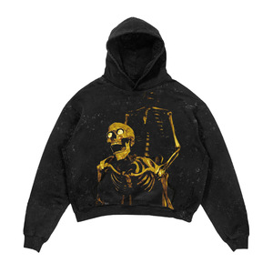 Sudadera con capucha de gran tamaño con logotipo personalizado y estampado de calavera en 3D sin cuerdas para hombre - Product Image 6