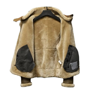 Nouvelle veste de moto bombardier en cuir véritable pour hommes avec col montant en tissu de toile de doublure en polyester 100%-Hiver - Product Image 2
