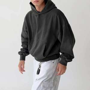 Pull-over oversize vierge à épaules tombantes avec logo 100% coton personnalisé Sweat-shirt épais Sweat-shirt à capuche en éponge française pour hommes - Product Image 2