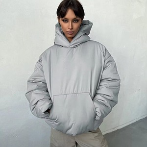 Veste matelassée surdimensionnée pour femme manteau rembourré d'hiver chaud avec col haut vêtements d'extérieur décontractés - Product Image 1