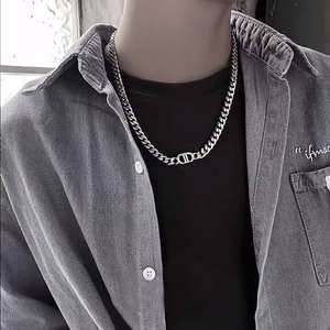 Collar Doble de Plata de Ley con Cadena Gruesa Estilo Cubano, con Detalles de Diamantes, Chapado en Plata, Estilo Hip Hop para Hombre - Product Image 1