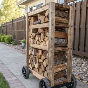 Chariot à bois avec roues pour le stockage de bois de chauffage en extérieur - Product Image 1