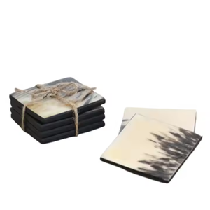 แผ่นรองแก้วหินฮอร์นรูปร่างทรงสี่เหลี่ยมสีธรรมชาติสำหรับบ้านโรงแรมงานแต่งงานโต๊ะปาร์ตี้ตกแต่งด้วยงานฝีมือจากช่างฝีมือ - Product Image 3