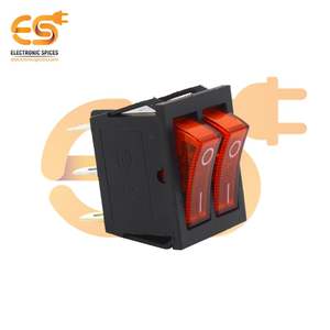 Interruptor Basculante de Plástico de 6 Pines, Doble SPST, Color Rojo, 9563GO 16A 250V, con Indicador, ELECTRONIC SPICES CN - Product Image 2