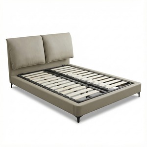 เตียงคิงไซส์สไตล์อิตาลีทันสมัยระดับไฮเอนด์ หุ้มด้วยหนัง PU โครงไม้มะฮอกกานี เฟอร์นิเจอร์ห้องนอนใหญ่ เตียงพร้อมเบาะนุ่ม - Product Image 5