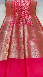 Custom Made in Royal Blue Brocade Silk Sarees with Gold Borders Hand Woven From Pure Silk Fabrics for Resale by Clothing Stores - Product Image 5