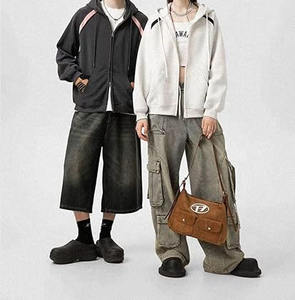 Sudadera con capucha recortada con cremallera para hombre Heavyweight 100% algodón Cremallera completa Cremallera doble Cremallera Ups para ropa de calle de invierno - Product Image 5