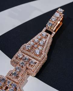 Pendentif Hip Hop personnalisé de luxe en argent 925 et plaqué or rose, entièrement serti de moissanite, lettre de rappeur, bijoux - Product Image 5